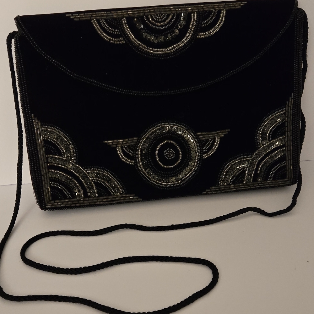 ✨️SALE! Vintage Black Clutch Purse with Exquisite Beading